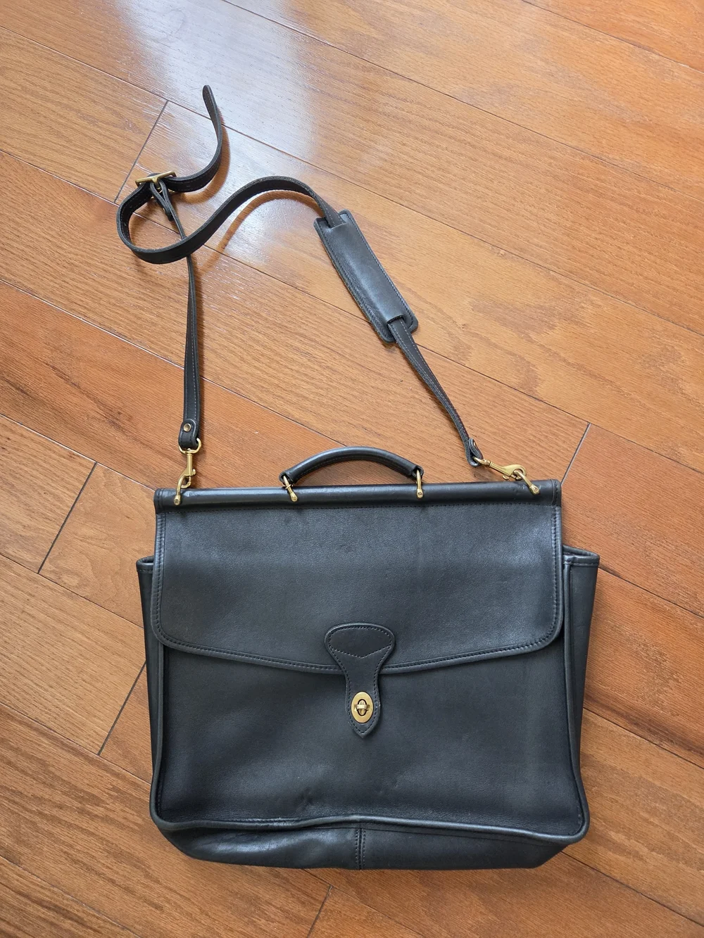 Vintage Jack Georges 1990's Black Leather Briefcase University Collection Laptop